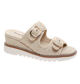 Pierre Dumas Expand-2 Wedge Gold Ivory Basket Weave