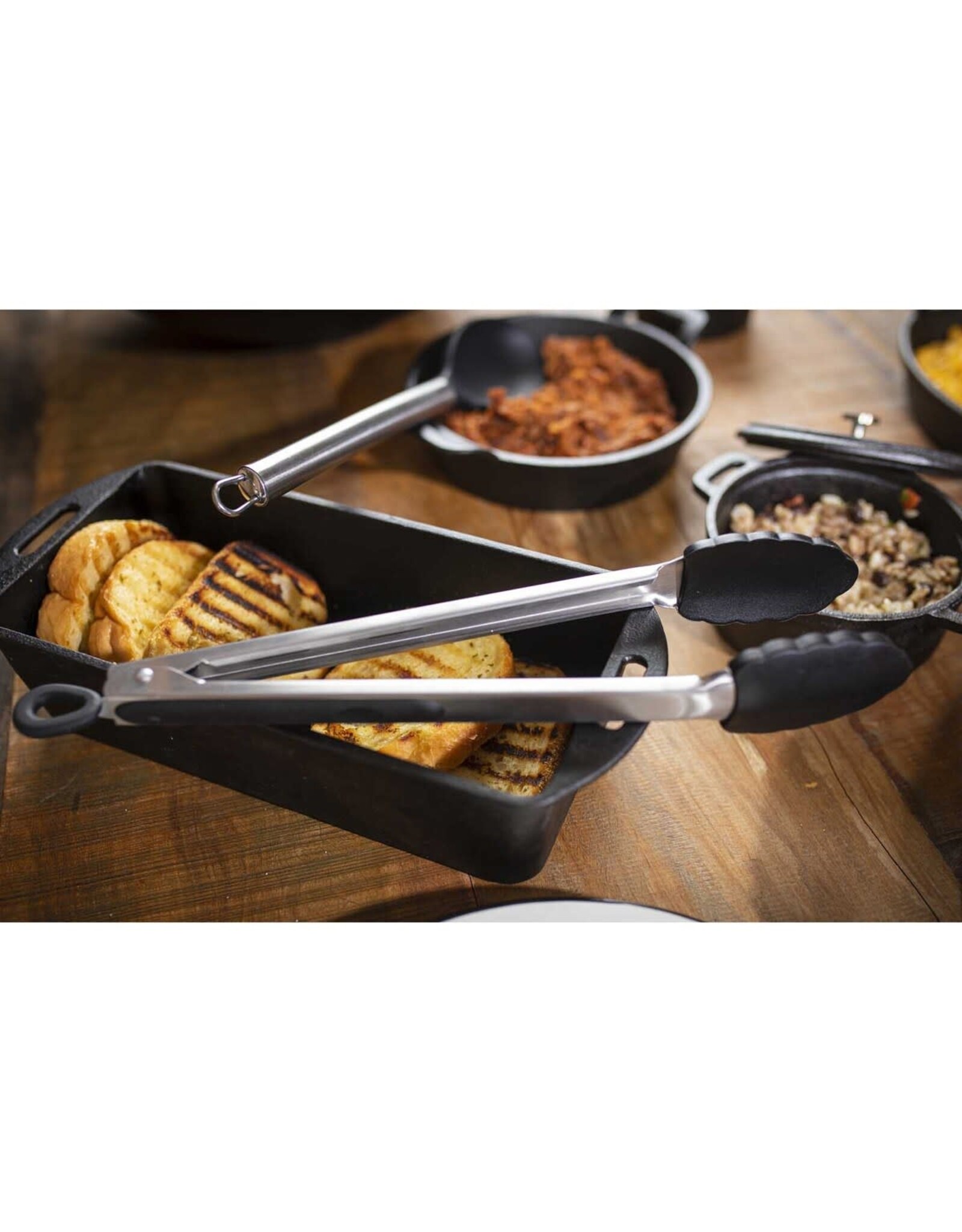 TableCraft Locking Tongs Gray Silicone Over Nylon 13.75"