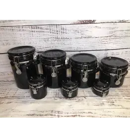 Round Canisters with S/S spoons Black