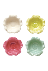 Debossed Stoneware Flower Bowl Crackle Glaze