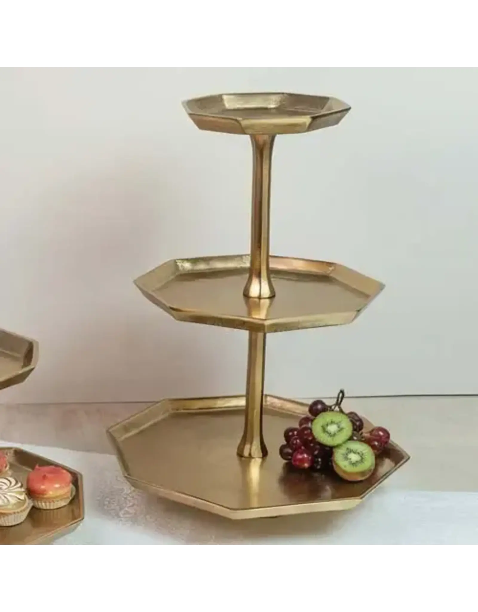 Gilded 3-Tier Octagon Stand