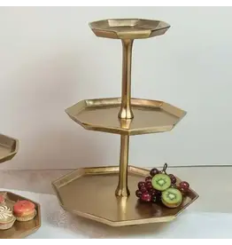 Gilded 3-Tier Octagon Stand
