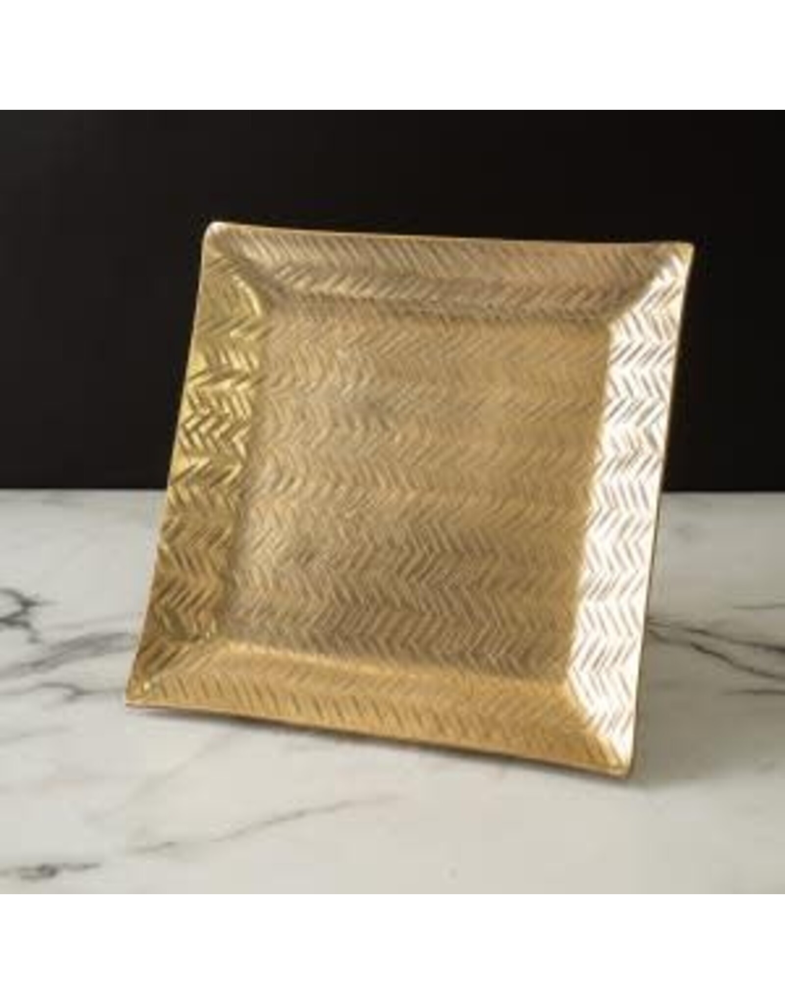 Gold Hammered Lchar Square Tray 10"