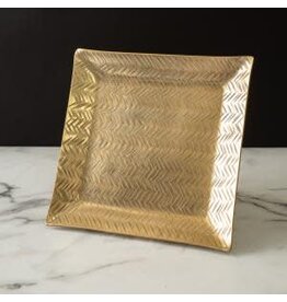 Gold Hammered Lchar Square Tray 10"