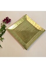 Gold Hammered Lchar Square Tray 10"