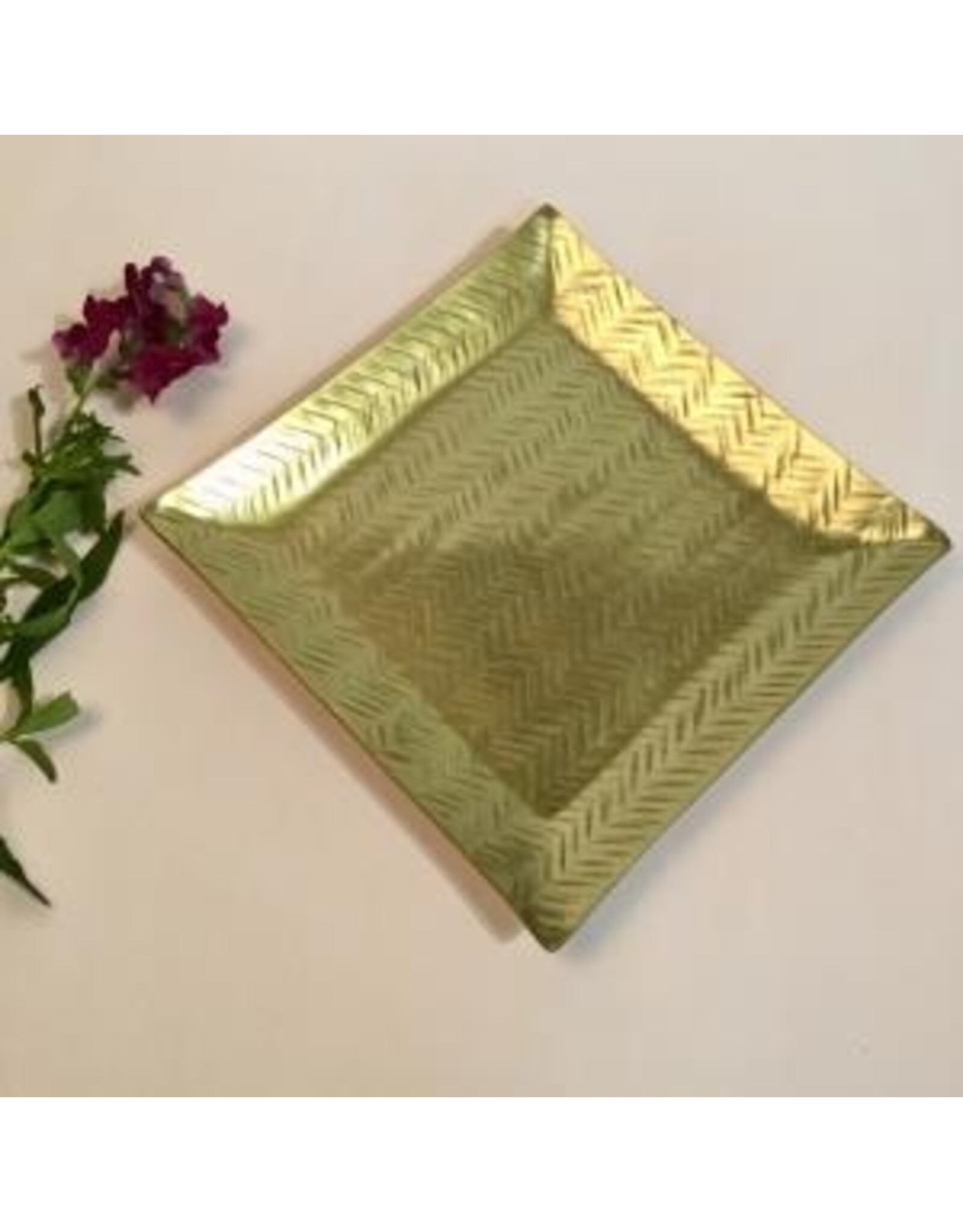 Gold Hammered Lchar Square Tray 10"