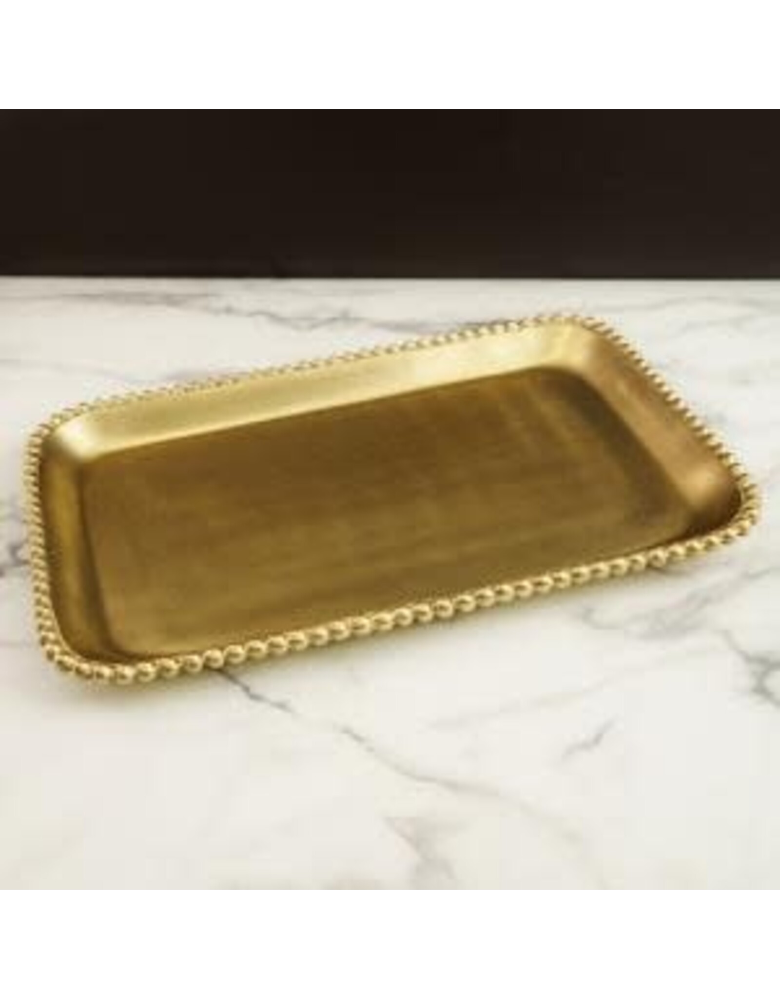 Gold Beaded Tray 18.5"