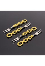 Gold Chain Handle Coctail Forks 4-Pc