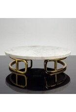 White Marble & Gold Round Cake Stand