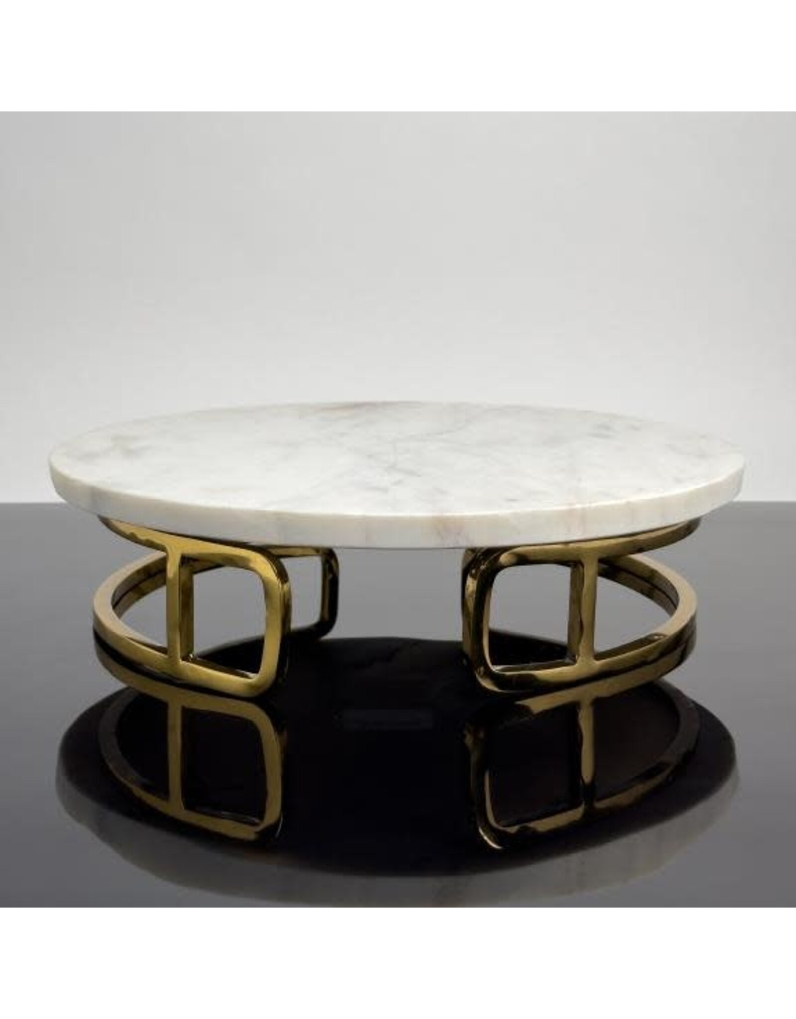 White Marble & Gold Round Cake Stand