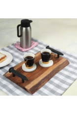 Wood Live Edge Tray with Cast Iron Handles  16x10x3"