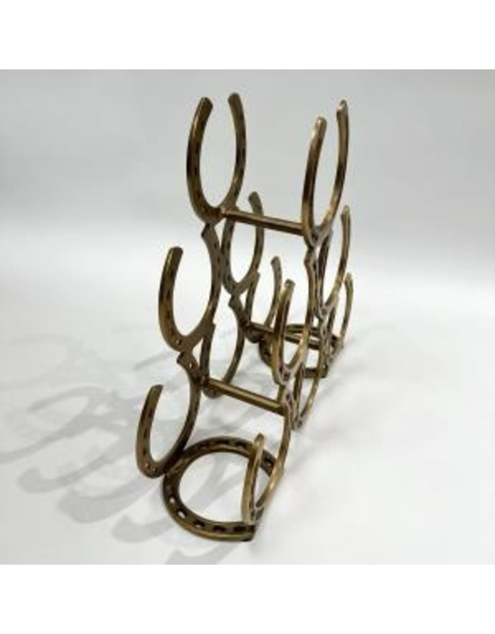 Stacked Horseshoe Wine Rack - Brass Finish