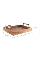 Small Rustic Wooden Tray with Aluminum Handles Small Rustic Wooden Tray with Aluminum Handles