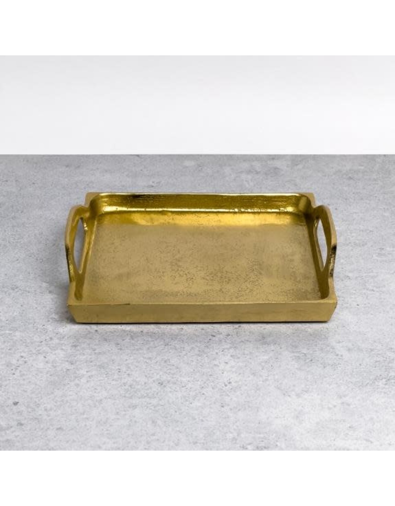 Textured Gold Aluminum Rectangular Tray w/ Handles