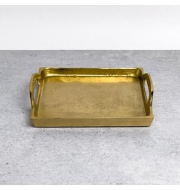 Textured Gold Aluminum Rectangular Tray w/ Handles