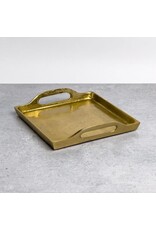 Textured Gold Aluminum Rectangular Tray w/ Handles