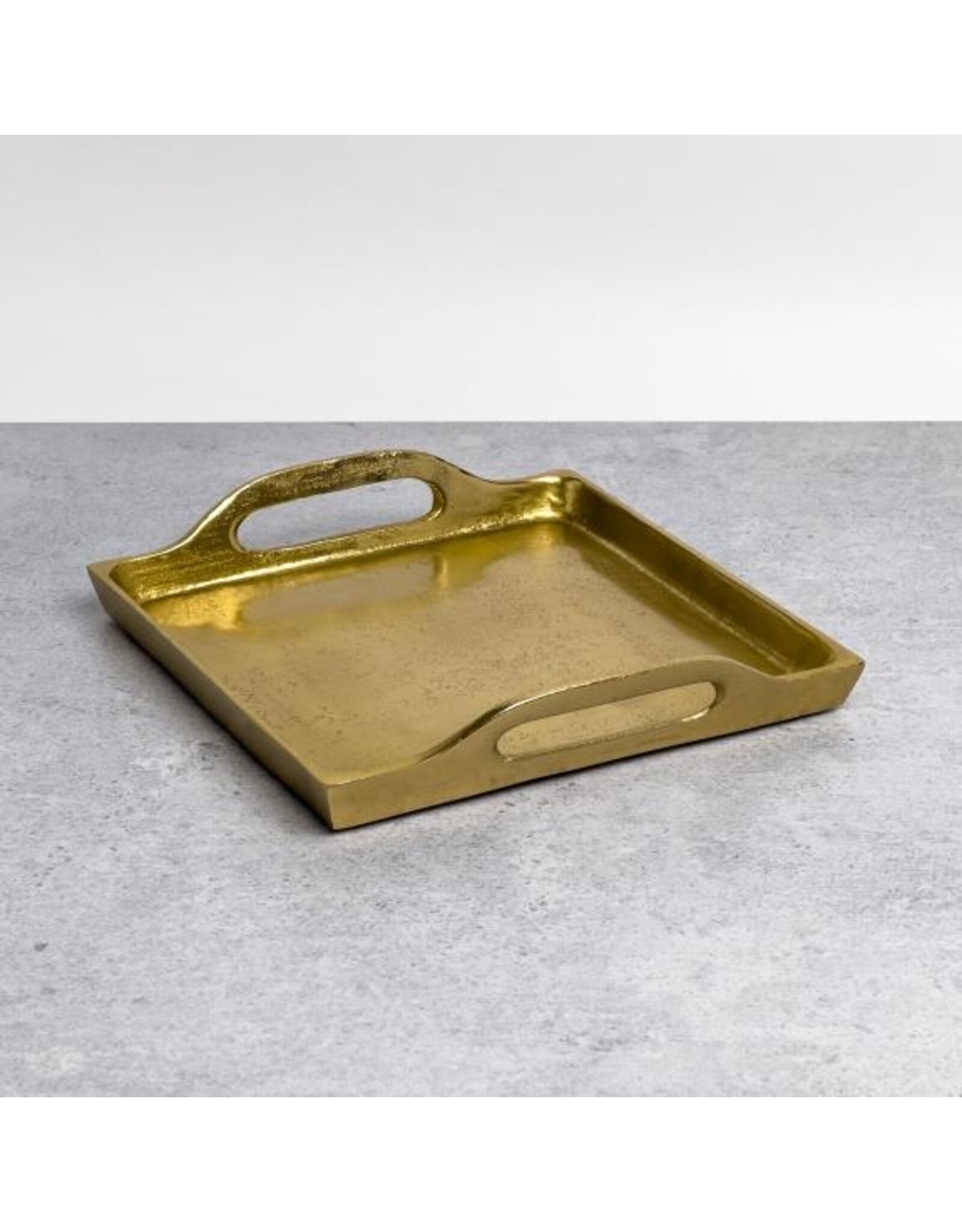 Textured Gold Aluminum Rectangular Tray w/ Handles