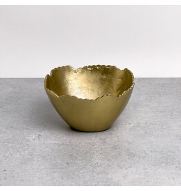 Textured Gold Aluminum Bowl with Scalloped Edges