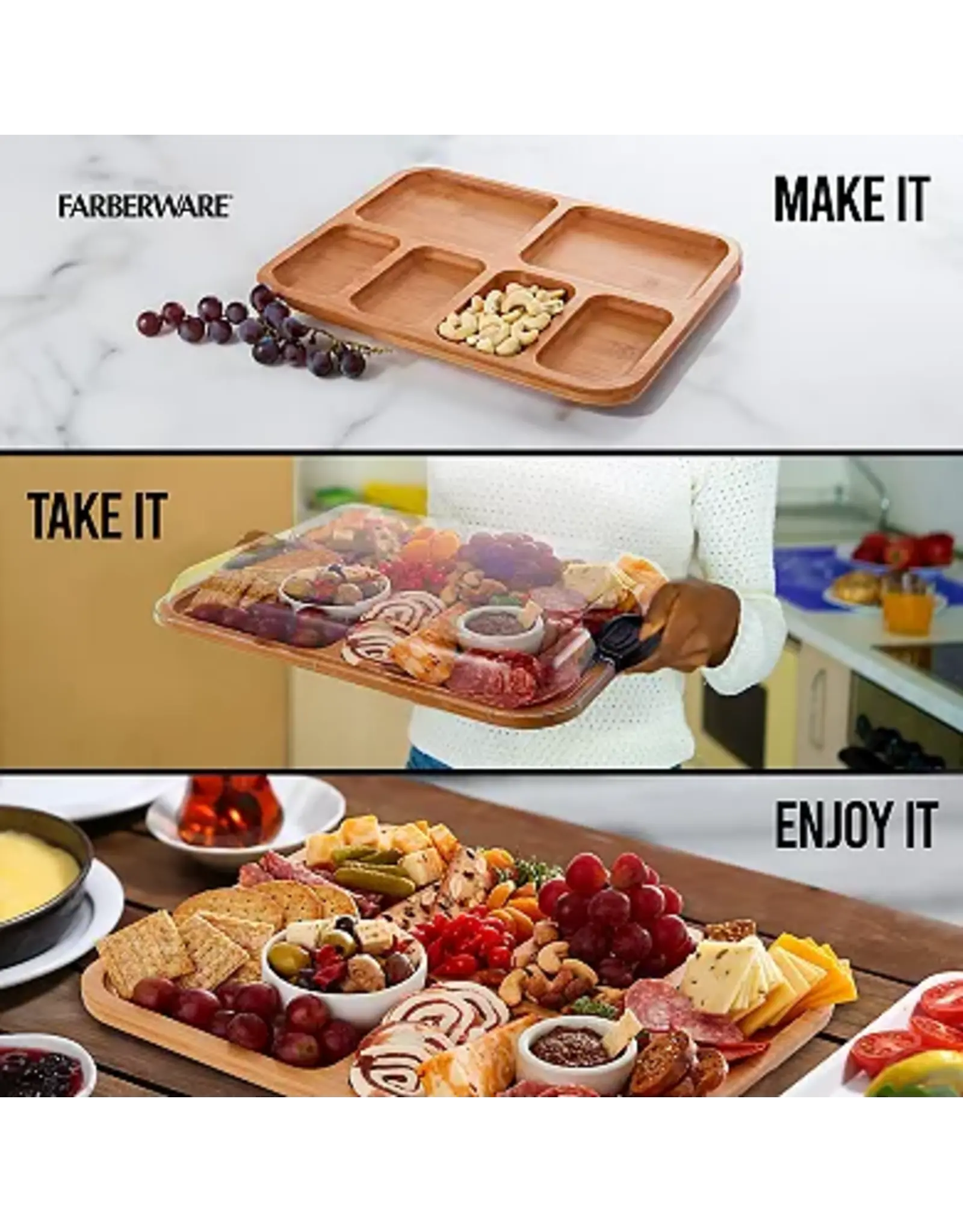 Farberware Build-A-Board Cutting Board with Compartments  11"x14"