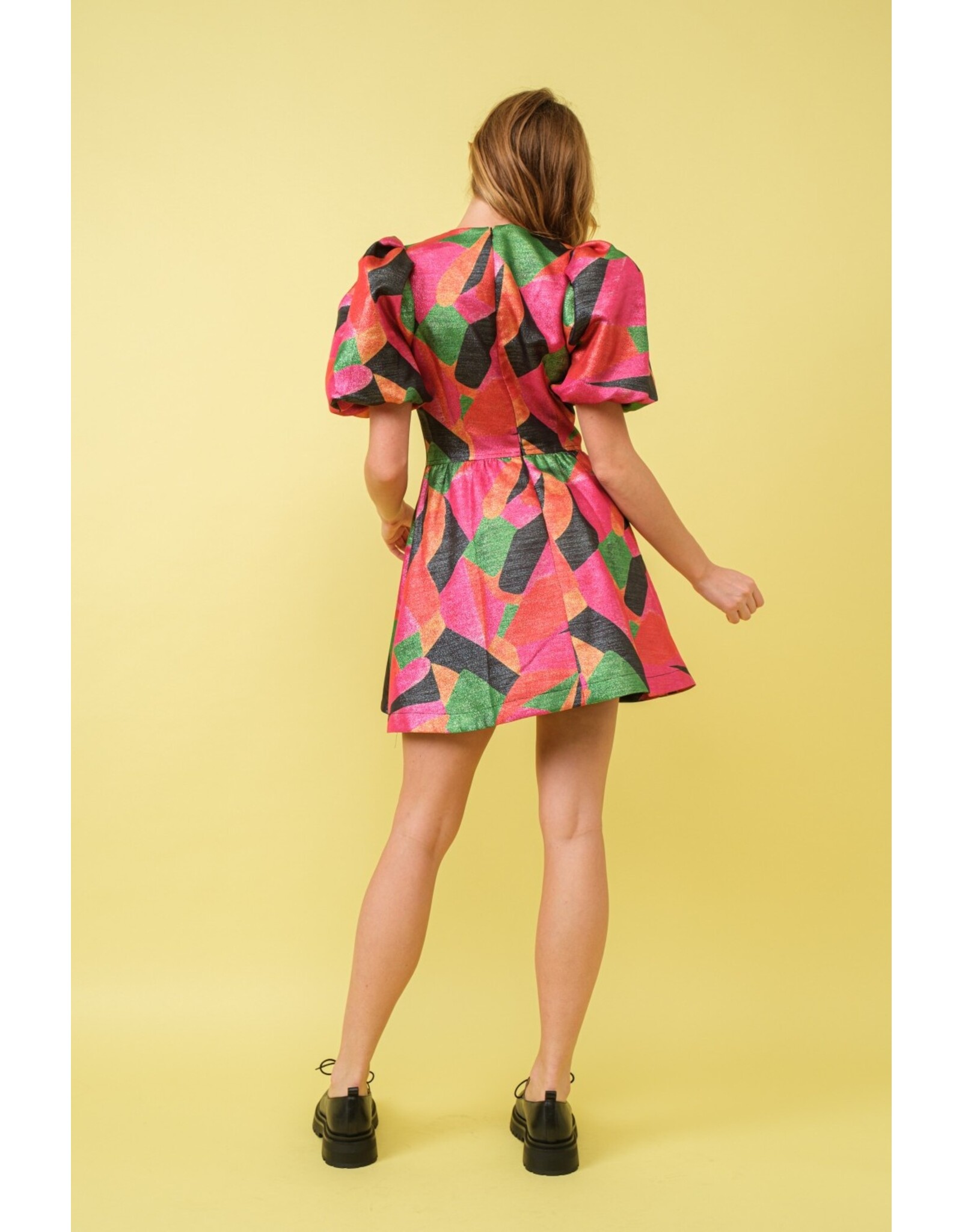 Mandy Metallic Woven Front Bow Dress