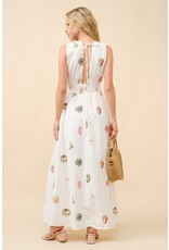 Blue B Mila Seashell Embroidered Plunge Neck Maxi Dress