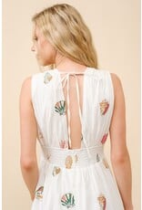 Blue B Mila Seashell Embroidered Plunge Neck Maxi Dress