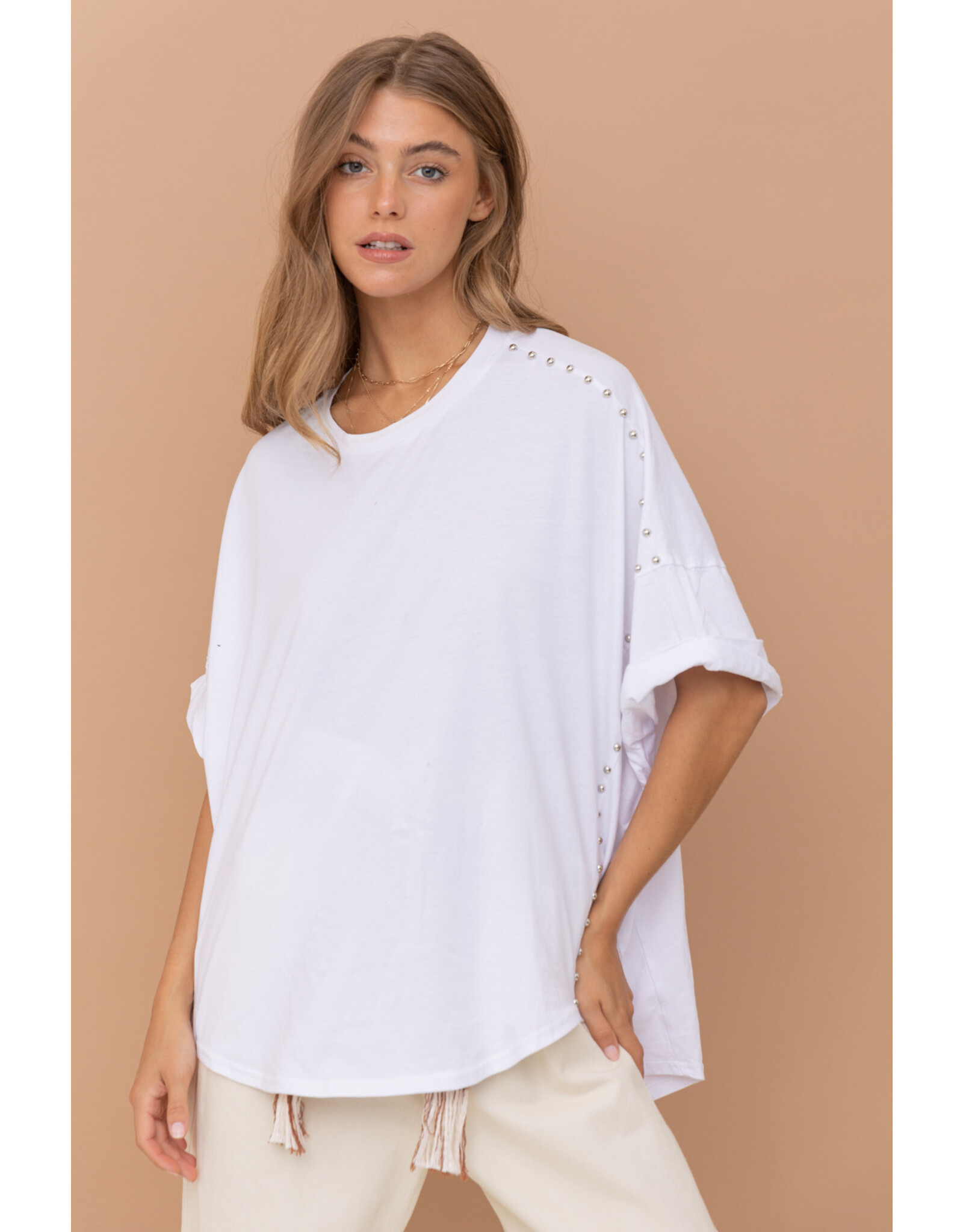 Mira Studded Over Sized High Low Top