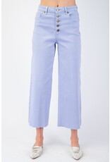 Button Fly Wide Leg Crop Jeans