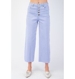 Button Fly Wide Leg Crop Jeans