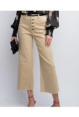 Button Fly Wide Leg Crop Jeans