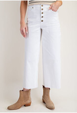 Button Fly Wide Leg Crop Jeans