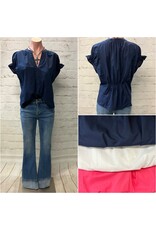 Dear John Denim Dear John Julia V-Neck Short Sleeve Top - Raspberry