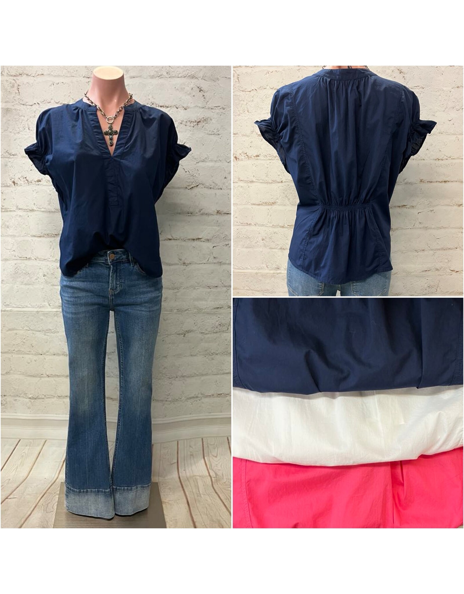Dear John Denim Dear John Julia V-Neck Short Sleeve Top - Raspberry