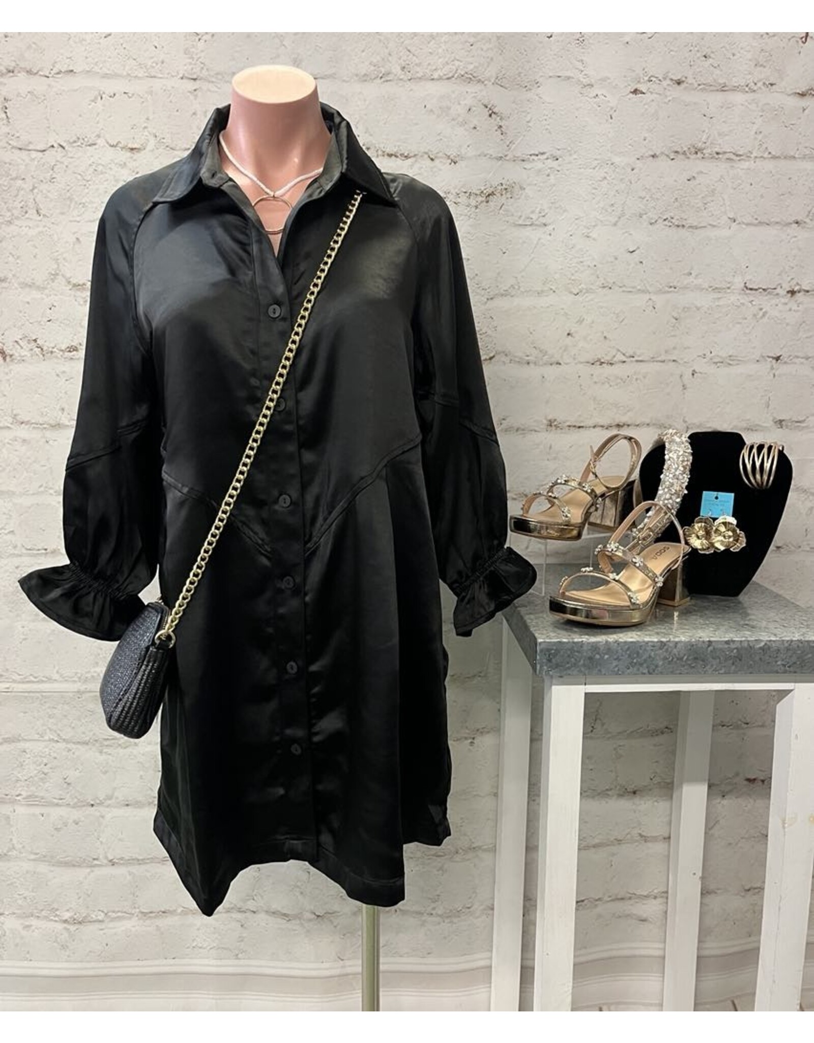 Maeve Satin Button Up Mini Dress