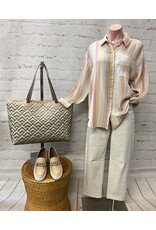 Tribal Tribal Long Sleeve Drop Shoulder Button Up Loose Shirt