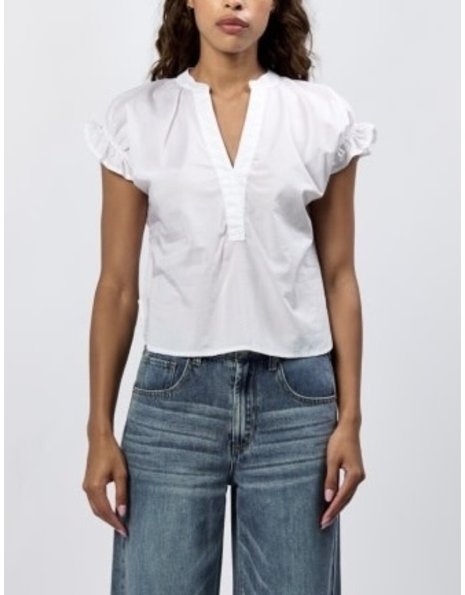 Dear John Denim Dear John Julia V-Neck Short Sleeve Top - White