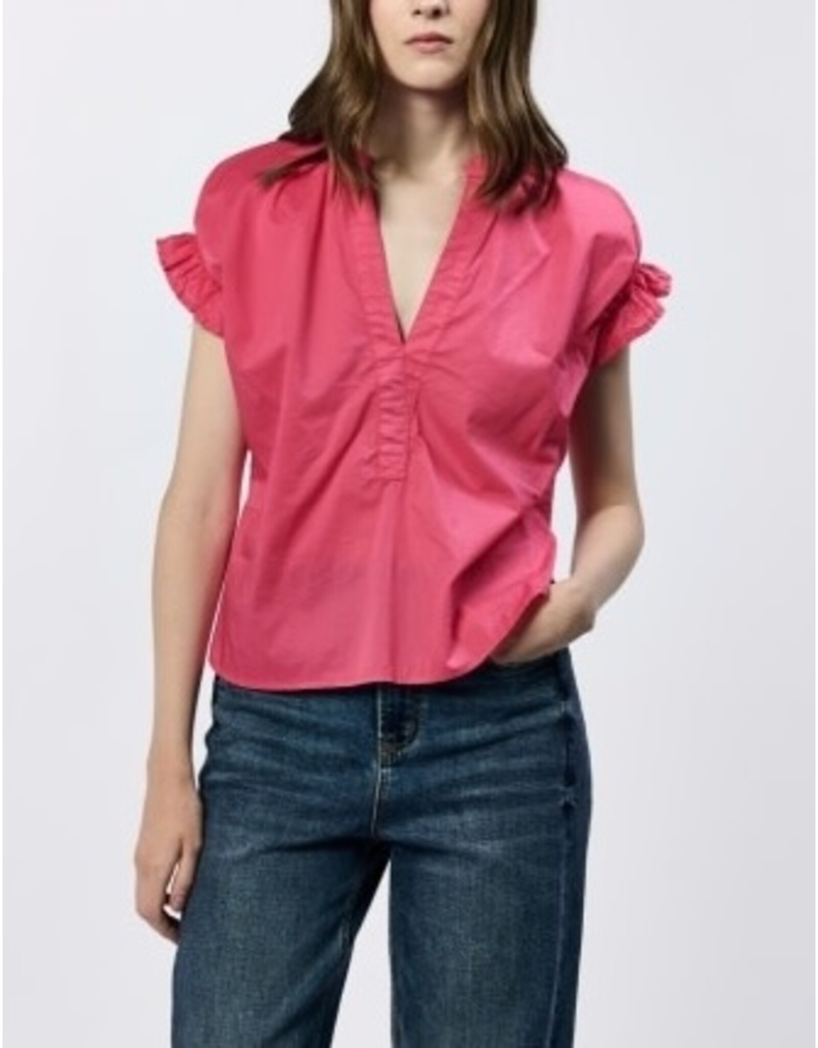 Dear John Denim Dear John Julia V-Neck Short Sleeve Top - Raspberry