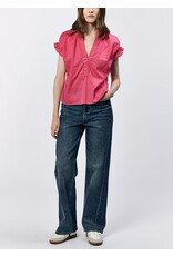 Dear John Denim Dear John Julia V-Neck Short Sleeve Top - Raspberry
