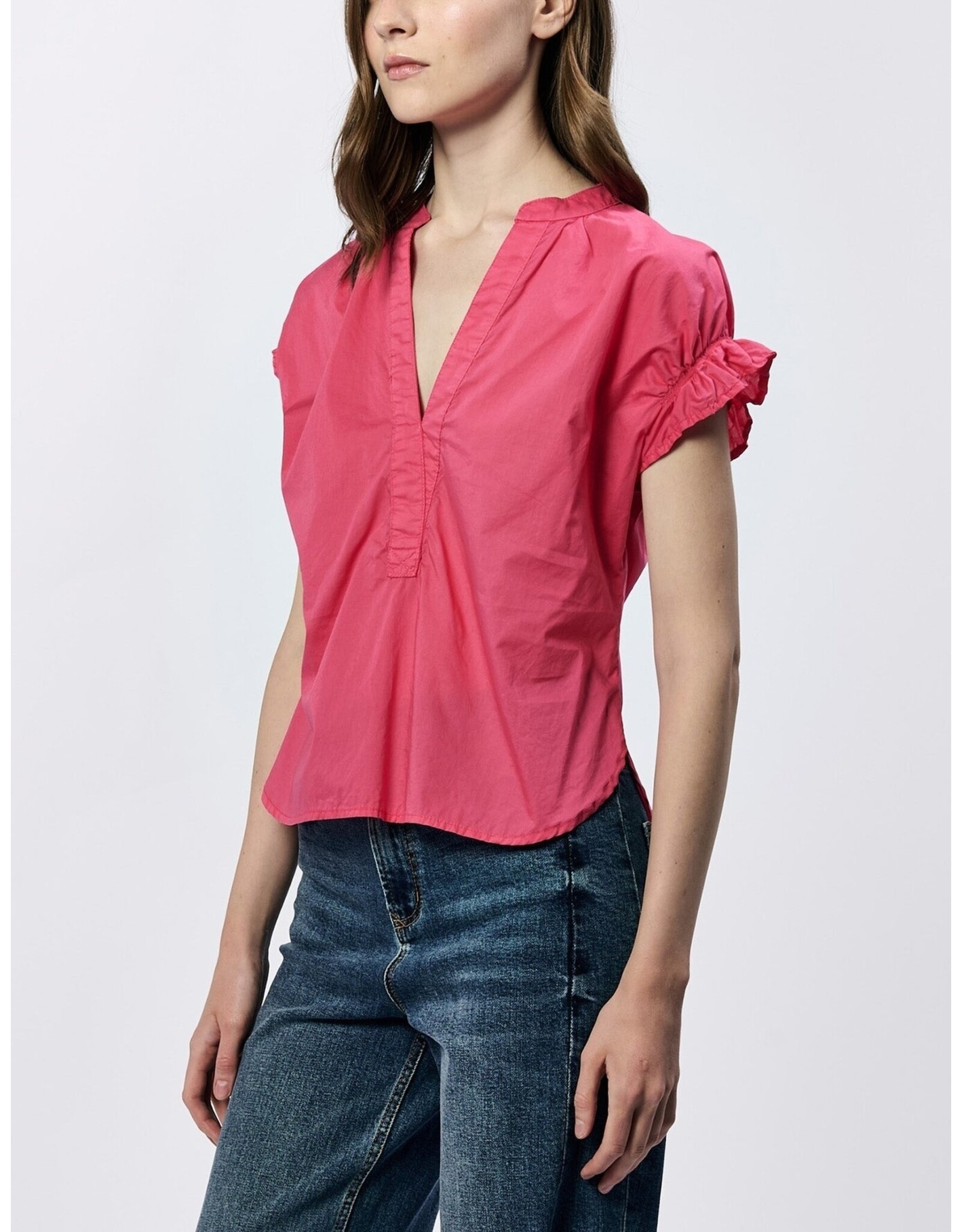 Dear John Denim Dear John Julia V-Neck Short Sleeve Top - Raspberry