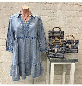 Margaret Denim Ric-Rac Dress