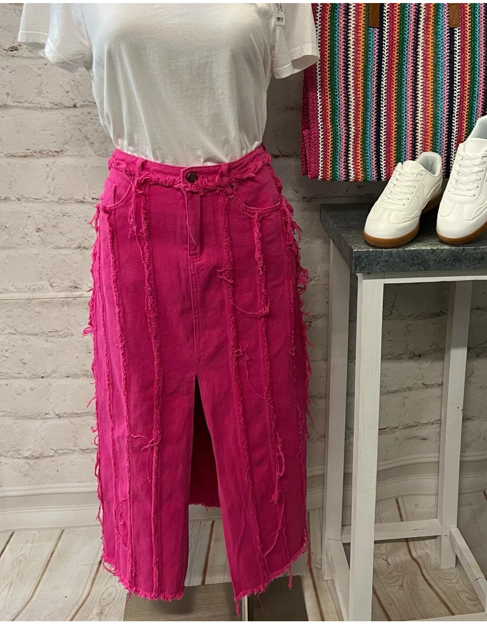 Molly Fringe Seam Denim Skirt