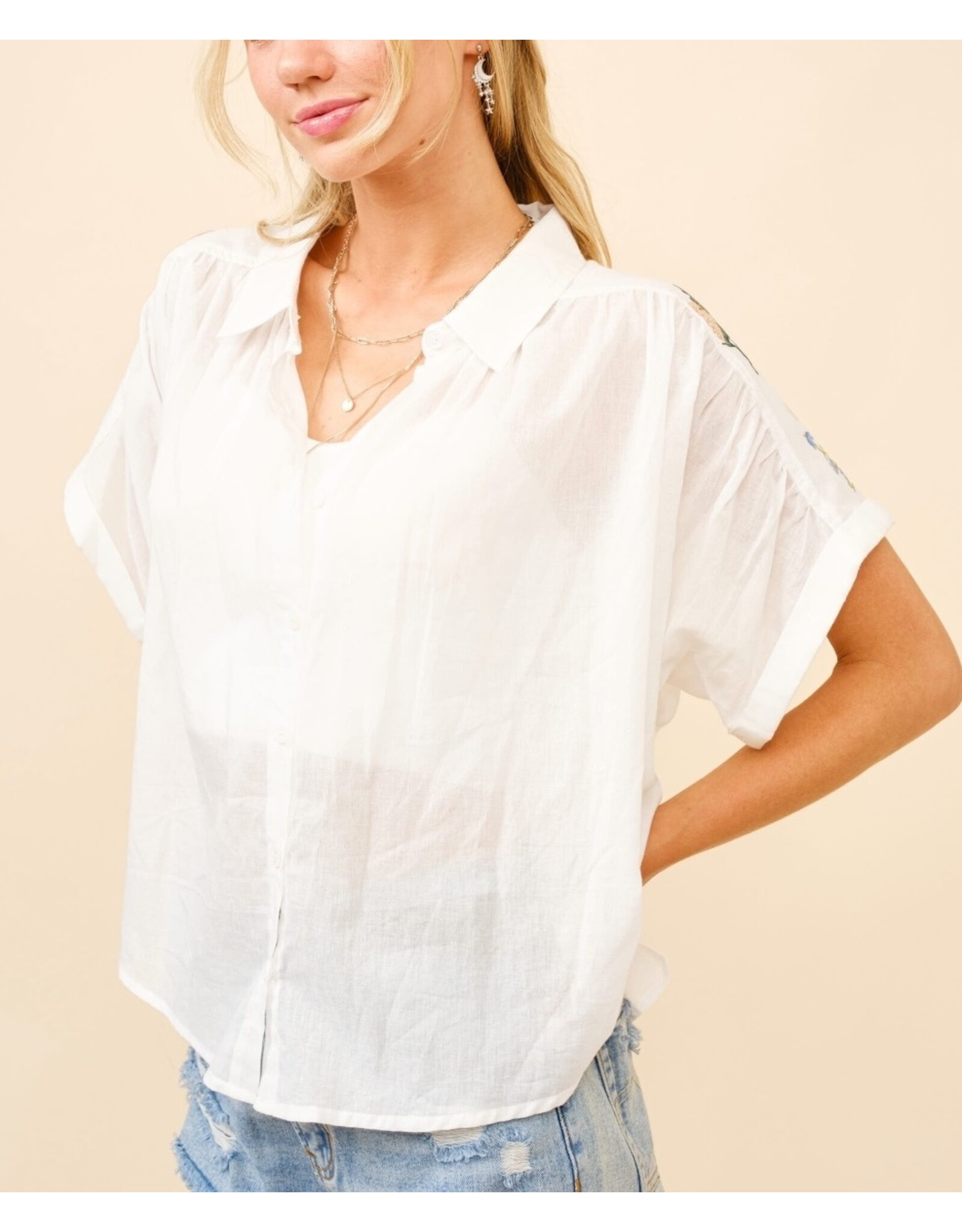 Millie Embroidered Dolman Sleeve Shirt