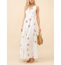 Blue B Mila Seashell Embroidered Plunge Neck Maxi Dress