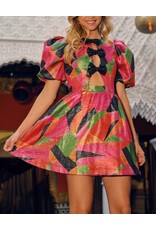 Mandy Metallic Woven Front Bow Dress Mandy Metallic Woven Front Bow Dress