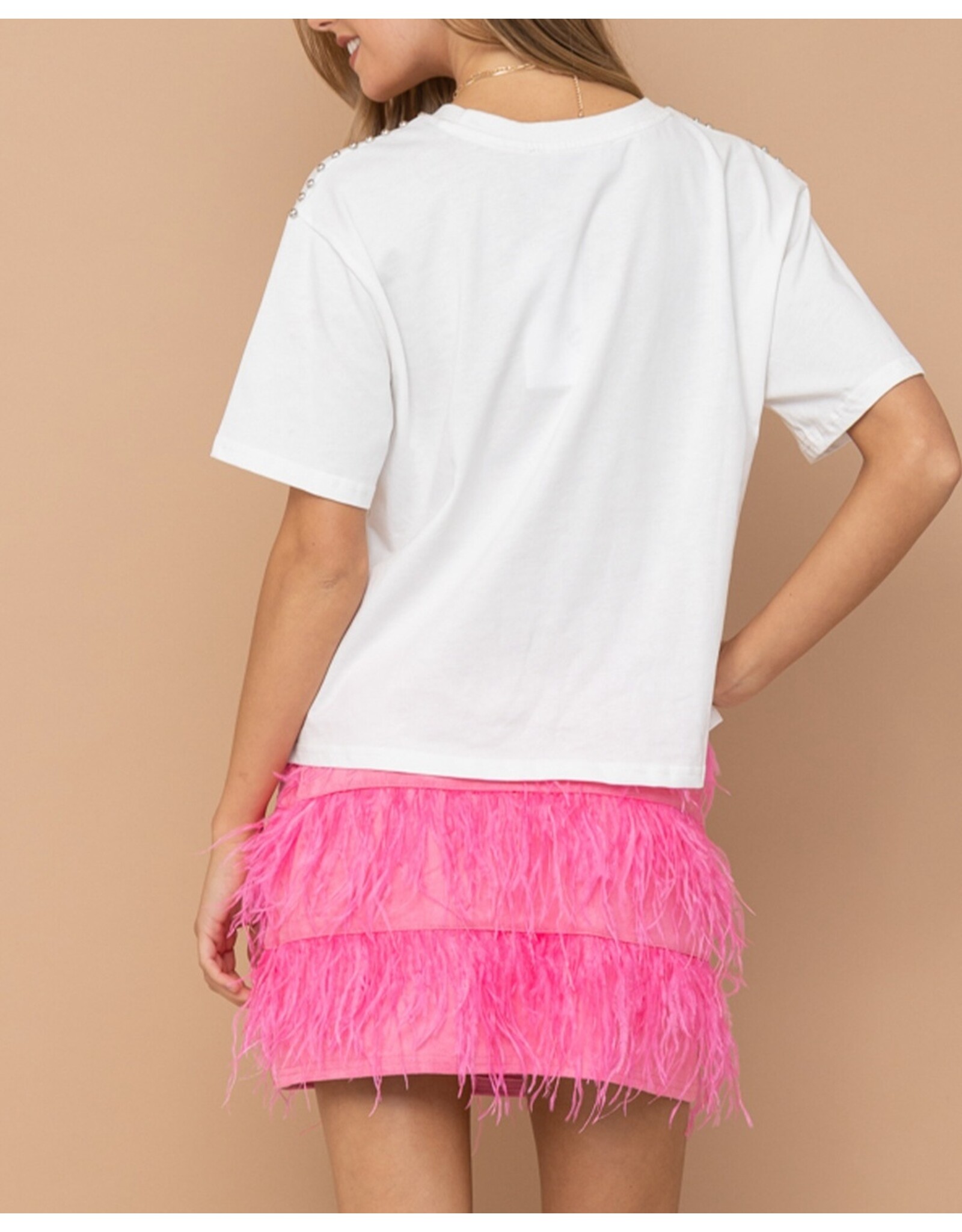 Mia Cotton Studded Crop Tee