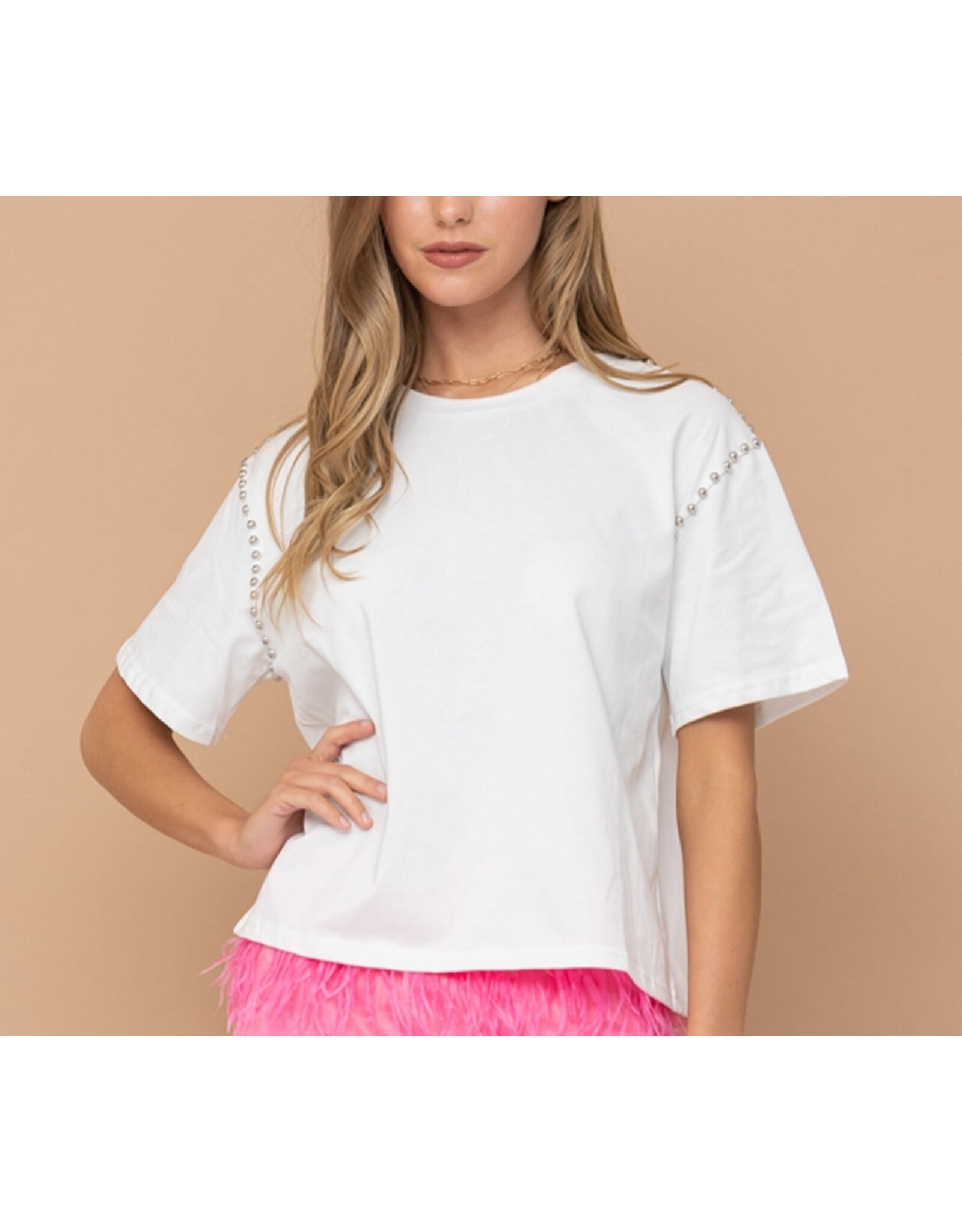 Mia Cotton Studded Crop Tee
