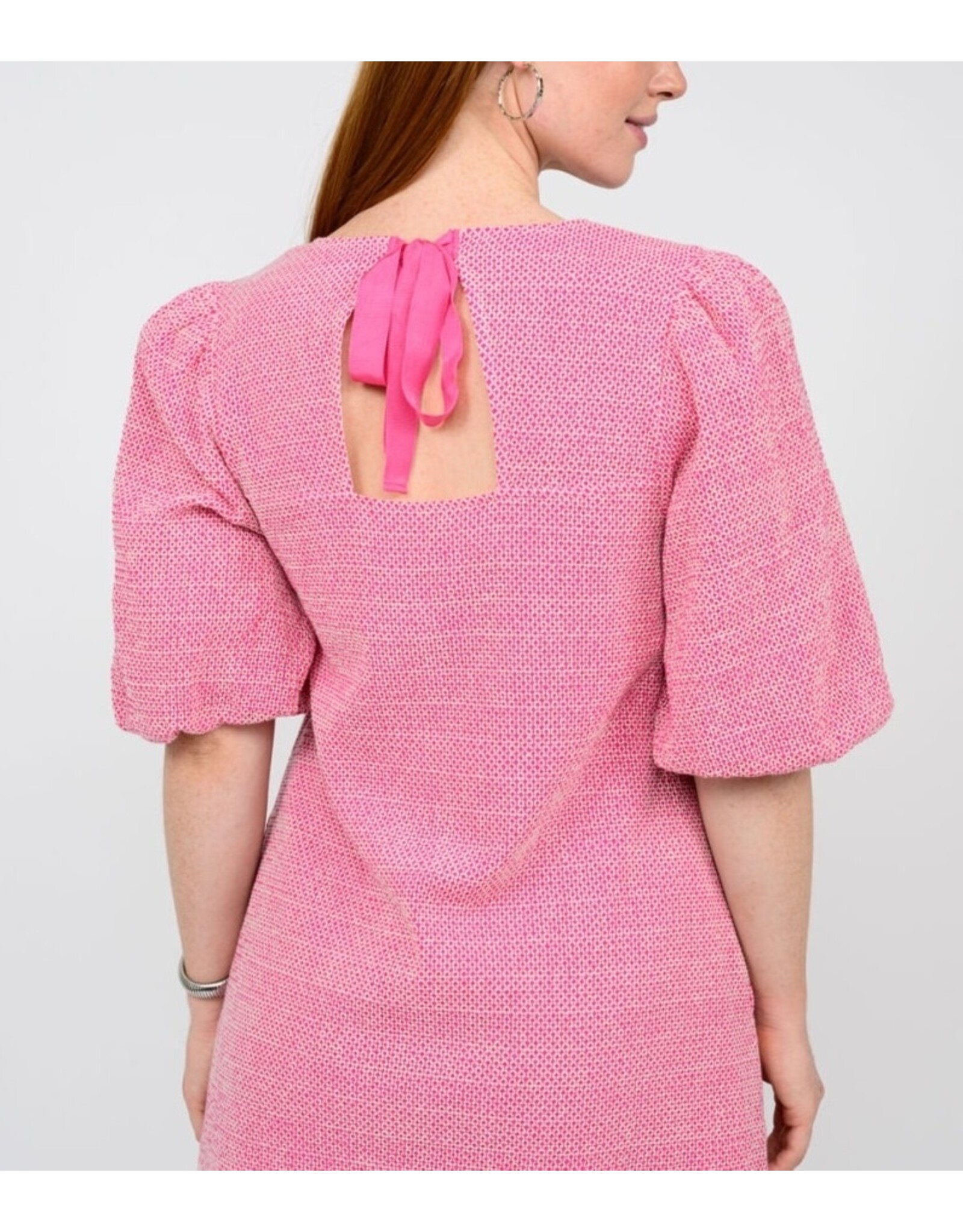 Uncle Frank Uncle Frank Geometric Eyelet Bow Back Dress
