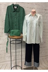 Tribal Tribal Long Sleeve Button-Up Stripe Tunic Shirt