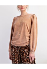 Jean Side Tie Mineral Wash Jersey Knit Top