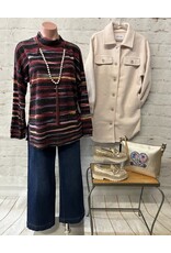 Tribal Tribal Long Sleeve Mock Neck Top with Side Slits